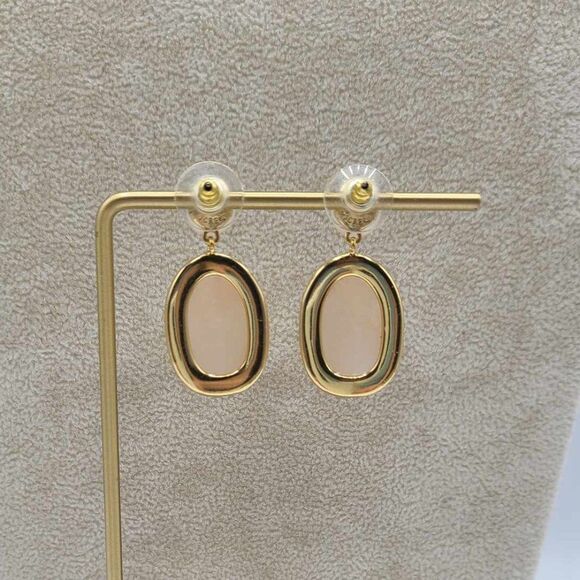 J Crew Gold Tone Freshwater Pearl Rose Quartz Crystal Earrings NWOT! - Picture 2 of 7